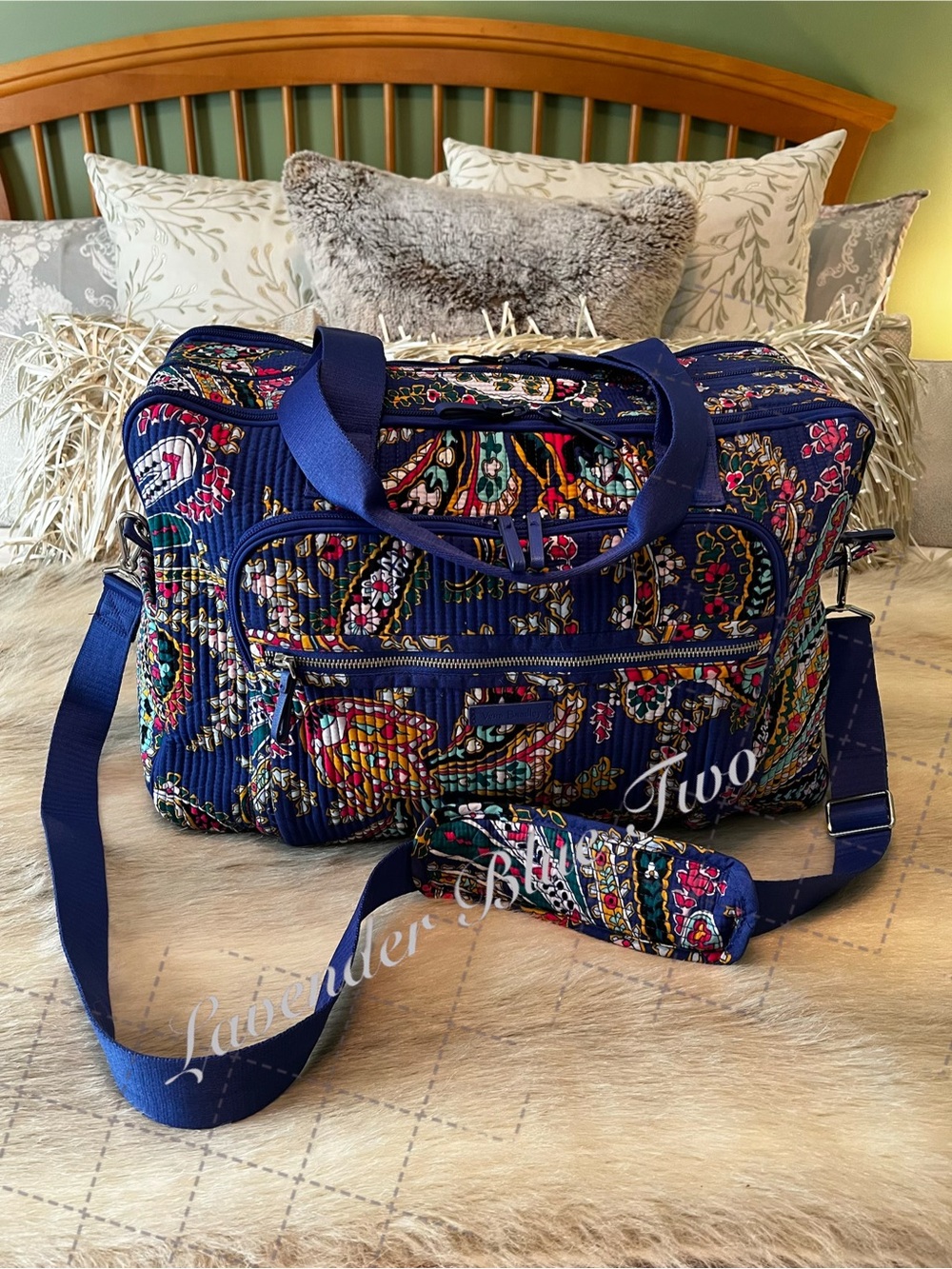 VERA BRADLEY Romantic Paisley 2018 Iconic Grand Weekender Travel Bag Purple Yell
